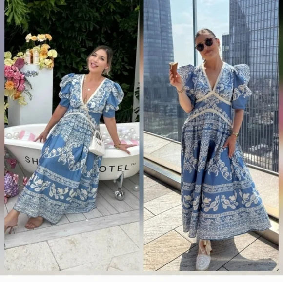 Farm Rio Puff Sleeve Mididress - Picture 5 of 7